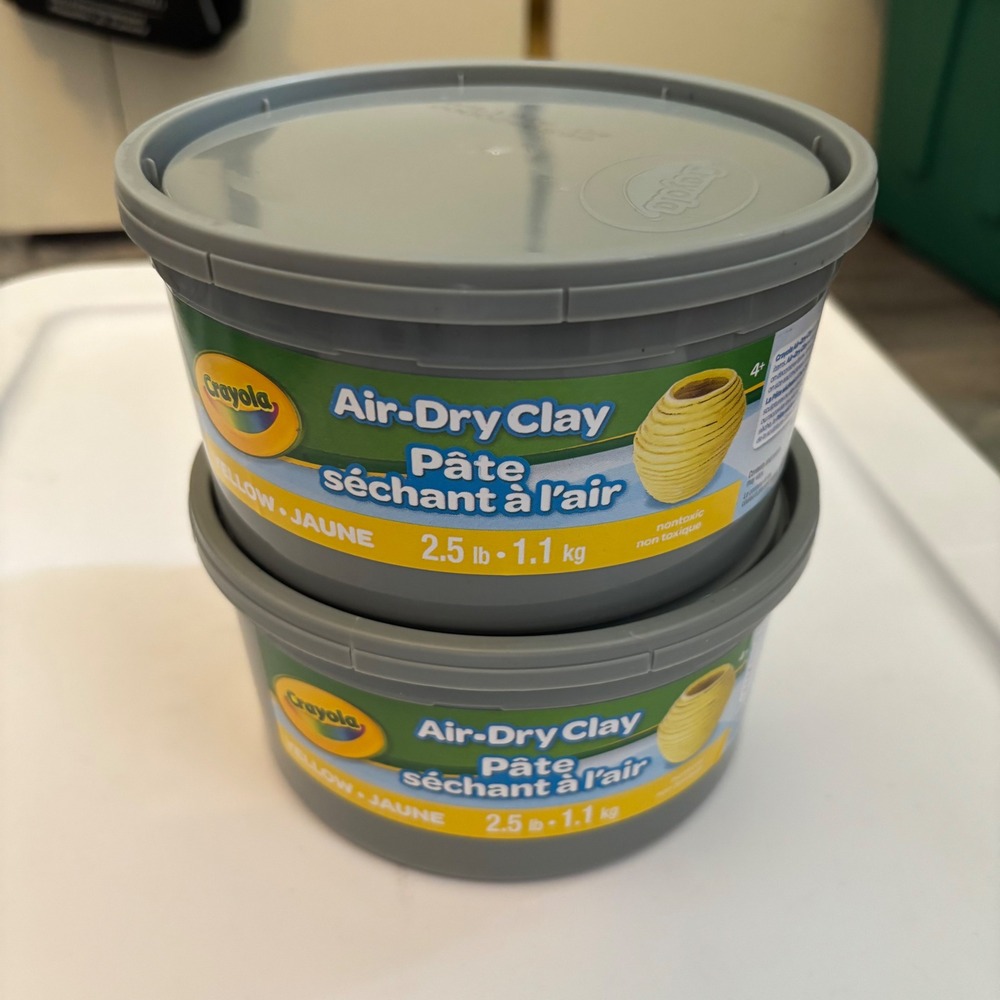 Lot of 2 Crayola Air-Dry Clay Kid 2.5 lb Yellow New Non-Toxic Modeling Craft DIY